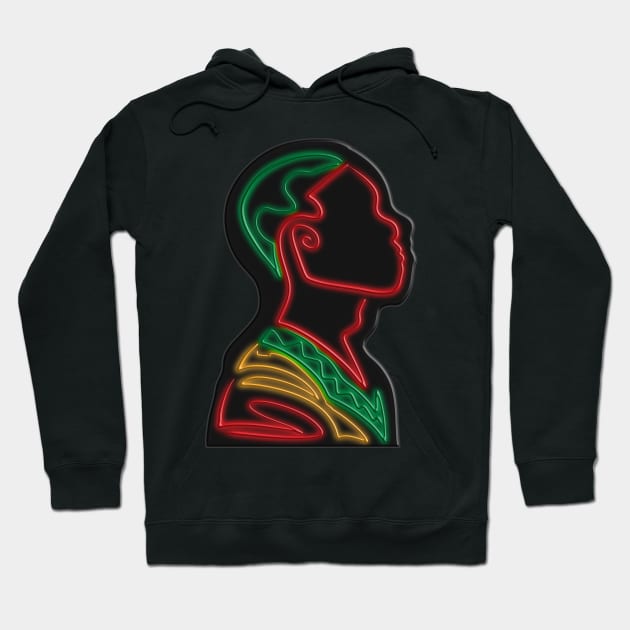 African Male In Neon Lights Freedom Day Juneteenth Hoodie by SinBle